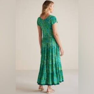 Soft Surroundings Green Mariana Tiered Maxi Dress Women’s Large